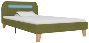 280906 vidaXL Cadru de pat cu LED-uri, verde, 90 x 200 cm, material textil
