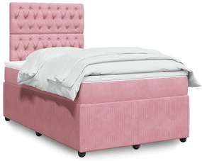 vidaXL Pat box spring cu saltea, negru, 120x190 cm, catifea