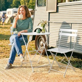 Outsunny Set Bistro Pliabil pentru Exterior cu Masă și 2 Scaune, Alb | Aosom Romania