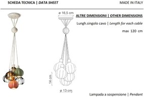 Lustra cu 6 pendule design italian realizat manual din ceramica si sticla AFOXÉ Mix
