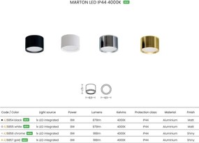 Spot LED aplicat tavan baie MARTON LED IP44 4000K negru