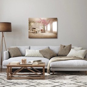 Tablou pe sticlă - Interior de vis cu pian (70x50 cm)