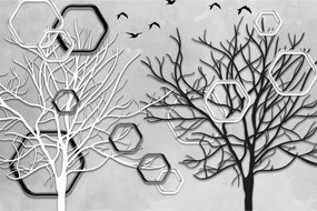 Tablou abstract cu pomi (90x60 cm)