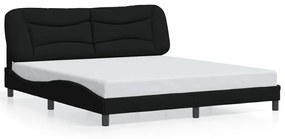 3207788 vidaXL Cadru de pat cu tăblie, negru, 180x200 cm, textil