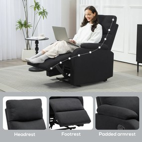 HOMCOM Fotoliu Recliner din In cu Suport Reglabil pentru Picioare, 69x91,5x103 cm, Negru | Aosom Romania