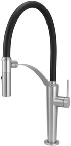 Baterie pentru chiuveta bucatarie, otel, cap mixer, pipa flexibila, 2 tipuri de jet, Deante Corda Otel