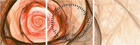 Tablou - Abstract trandafir roz cu fundal alb (cu ceas) (90x30 cm)