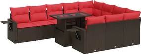 vidaXL Set canapele de grădină cu perne, 11 piese, maro, poliratan