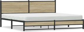 vidaXL Cadru pat metalic fără saltea, stejar sonoma, 200x200 cm