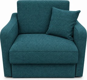 Fotoliu SAMY extensibil, cu lada de depozitare, stofa negru cu albastru regal, cadru metalic, 103x100x92 Stofa, Albastru Regal