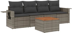 vidaXL Set canapea de grădină cu perne, 5 piese, gri, poliratan