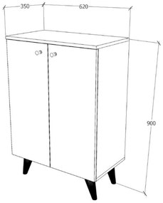 Pantofar Luton, 2 Usi, Stejar Artisan, 62 x 35 x 90 cm