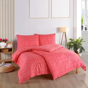 BedTex Lenjerie de pat din bumbac Geo SunsetCoral, 140 x 220 cm, 70 x 90 cm, 140 x 220 cm, 70 x 90 cm