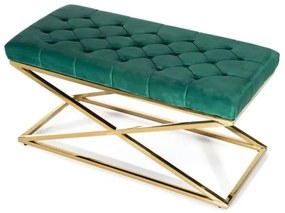 Bancă matlasată SALIBA 50x97 cm aurie/verde