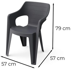 Scaun de grădină din plastic Bilboa Iowback cu cotiere, negru