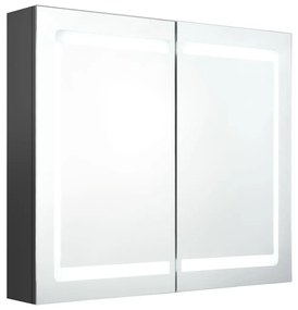 326513 vidaXL Dulap de baie cu oglindă și LED, gri, 80x12x68 cm