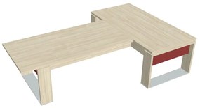 Masă Verno+ S 200 x 300 cm, cu extensie, salcâm / roșu