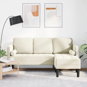 Sofa de Grădină vidaXL cu Bancă și Perne în Formă de L din Catifea Crem