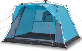 vidaXL Cort de camping cabană 4 persoane albastru cu eliberare rapidă