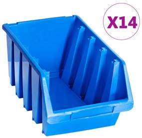 vidaXL Cutii de depozitare stivuibile, 14 buc., albastru, plastic