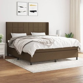 vidaXL Pat box spring cu saltea, maro închis, 160x200 cm, textil