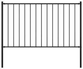 vidaXL Panou de gard cu stâlpi, negru, 1,7 x 1,25 m, oțel