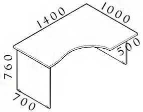 Masa ergonomica Visio 140 x 100 cm, dreapta, cires