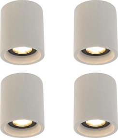 Set de 4 spoturi rustice de tavan beton rotund - Deep