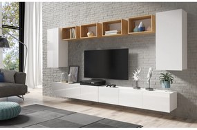 Mobilier living Calabria C35 WHITE (Alb + Stejar auriu) (fără iluminat). 1051580