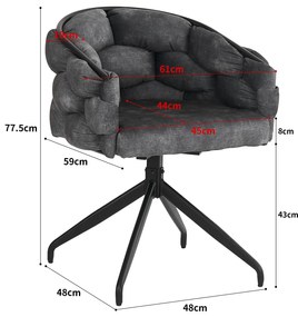 Set de 2 scaune din catifea, Gri | Aosom Romania