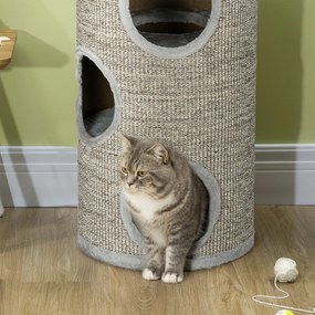 PawHut Turn Sisal pentru Pisici, Ansamblu cu Platforme Înveliș Moale, Φ38x70 cm, Gri | Aosom Romania