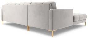 Colțar tapițat Bali, Silver/5 locuri/picioare gold/partea stângă/ L293 x l185 x h75