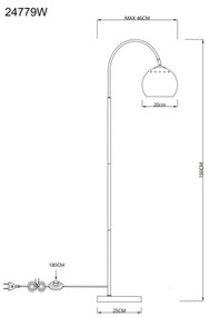 Lampadar Globo 24779W BENNO 1xE27/60W/230V alb