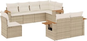 vidaXL Set canapele de grădină, 8 piese, cu perne, bej, poliratan