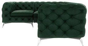 Colțar verde închis cu tapițerie din catifea (cu colț pe partea stângă/în formă de ”L”) Chelsea – Ropez