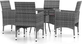 vidaXL Set mobilier de grădină, 5 piese, gri, poliratan