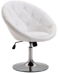 HOMCOM Scaun de lucru rotativ Scaun rotativ Scaun de birou cromat reglabil înălțime, piele ecologică+oțel, Negru/Alb, 71x59x78-90cm (Alb) | Aosom Romania