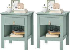 HOMCOM Lot de 2 noptiere cu sertar și compartiment deschis, 45 x 40 x 55 cm, verde | Aosom Romania