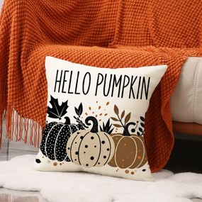 Husa pentru perna HELLO PUMPKIN 45x45 cm, bej