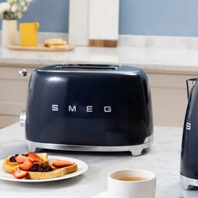 Prajitor de paine SMEG 50's Style TSF01NBEU, 950 W, 2 felii, 6 trepte, Tava pentru firimituri, Cablu integrat, Otel inoxidabil, Albastru inchis