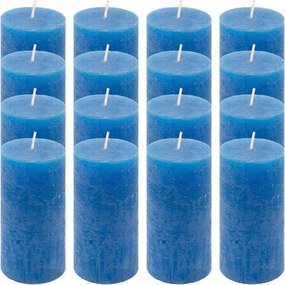 Set de lumânări rustice, 10 cm, Ø 5 cm, albastru, 16 buc