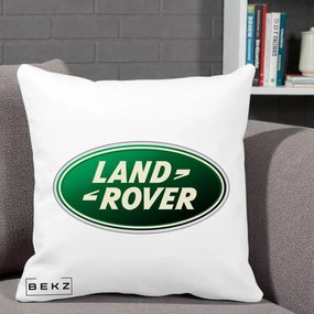 Perna Personalizata cu emblema Land Rover, 40x40 cm, Alba Mata, Husa Detasabila, Perna Inclusa, BEKZ®
