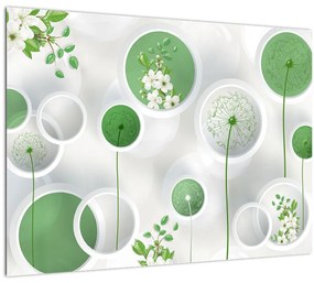 Tablou - Flori în cercuri (70x50 cm)