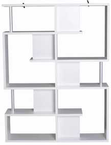 Homcom Mobilier cu Rafturi Librarie 5 Niveluri in Lemn, Alb, 120x28.6x160cm