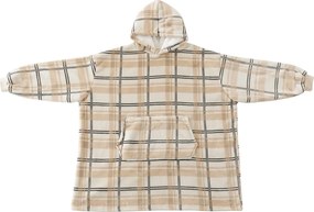 Patura cu maneci si gluga, imitatie de miel PLAID, cremova