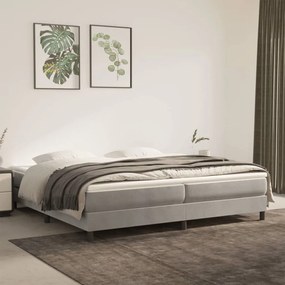 3144351 vidaXL Pat box spring cu saltea, gri deschis, 200x200 cm, catifea