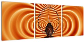 Tablou cu statuie mică (cu ceas) (90x30 cm)