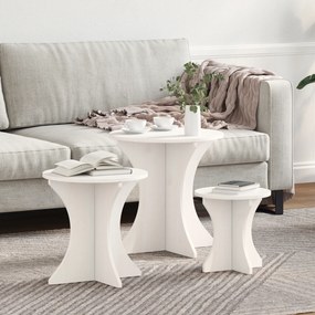 vidaXL Set de măsuțe de cafea 3 pcs Alb 46 x 46 x 47 cm