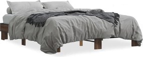 vidaXL Cadru de pat, stejar maro, 150x200 cm, lemn prelucrat și metal