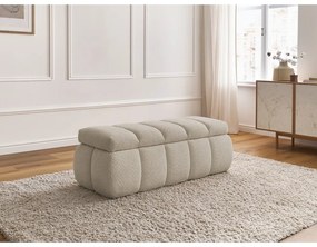 Bancă bej cu tapițerie din țesătură bouclé – Bobochic Paris